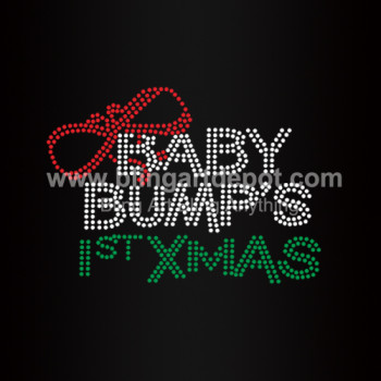 Iron On Baby Bump's lst Xmas Rhinestone Transfer